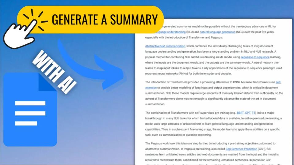 Google Docs 自动生成摘要